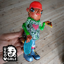 Load image into Gallery viewer, Jilly - the Pizza eating Skater girl – glitter board and cap