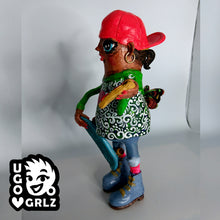 Load image into Gallery viewer, Jilly - the Pizza eating Skater girl – glitter board and cap