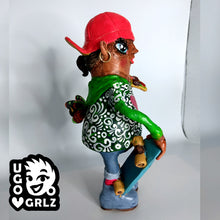 Load image into Gallery viewer, Jilly - the Pizza eating Skater girl – glitter board and cap

